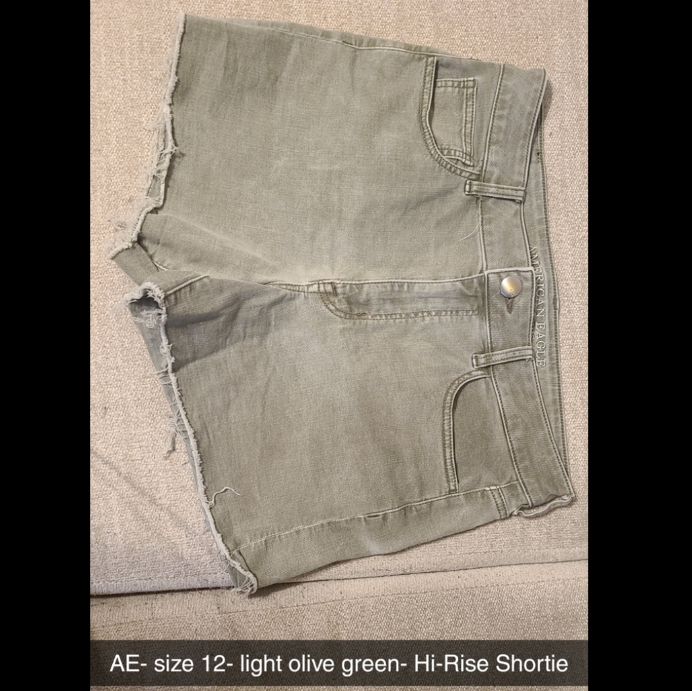 American Eagle, size 12, light olive denim shorts